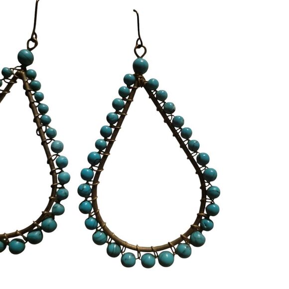 Elegant Teardrop Turquoise Earrings - Picture 2 of 3